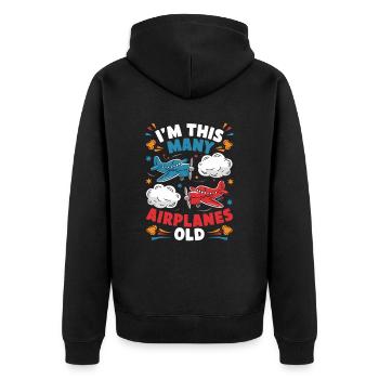 Ich Bin So Viele Flugzeuge Alt - Kinder 2 Jahre - Unisex Premium Bio Zip Hoodie - Schwarz - Hinten - Nico (187cm)