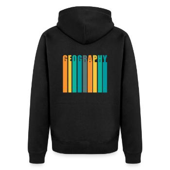Geography Retro Vintage Stil - Unisex Premium Bio Zip Hoodie - Schwarz - Hinten - Nico (187cm)