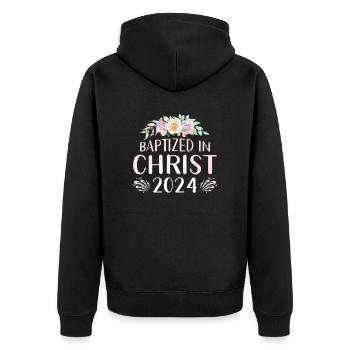 Getauft In Christus 2024 - Unisex Premium Bio Zip Hoodie - Schwarz - Hinten - Nico (187cm)