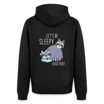 Sleeping Sleepy Tired Raccoon - Unisex Premium Organic Zip Hoodie - black - Back - Nico (187cm)