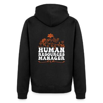 In My Human Resources Manager Era - Unisex Premium Bio Zip Hoodie - Schwarz - Hinten - Nico (187cm)