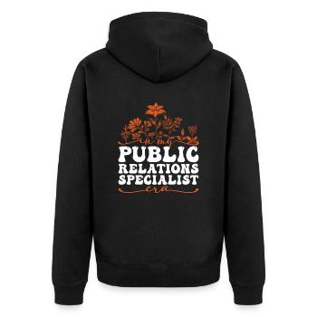 In My Public Relations Specialist Era - Unisex Premium Bio Zip Hoodie - Schwarz - Hinten - Nico (187cm)