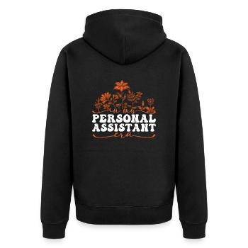 In My Personal Assistant Era - Unisex Premium Organic Zip Hoodie - black - Back - Nico (187cm)