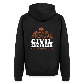 In My Civil Engineer Era Blumenmotiv - Unisex Premium Bio Zip Hoodie - Schwarz - Hinten - Nico (187cm)