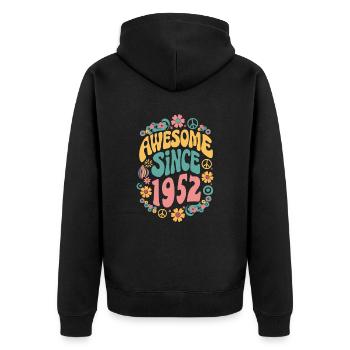 Awesome Since 1952 Blumen Hippie Geboren Jahr 1952 - Unisex Premium Bio Zip Hoodie - Schwarz - Hinten - Nico (187cm)