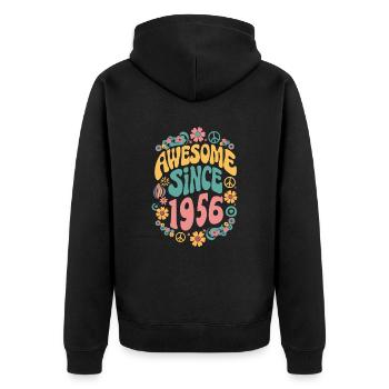 Awesome Since 1956 Blumen Hippie Geboren Jahr 1956 - Unisex Premium Bio Zip Hoodie - Schwarz - Hinten - Nico (187cm)