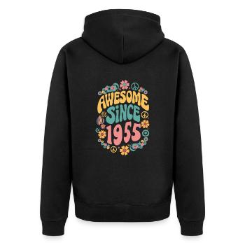 Génial depuis 1955 Fleurs Hippie Année de naissance 1955 - Veste à capuche bio Premium Unisexe - noir - Dos - Nico (187cm)