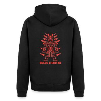 Maya Gott Mayan Mythologie Buluc Chabtan - Unisex Premium Bio Zip Hoodie - Schwarz - Hinten - Nico (187cm)