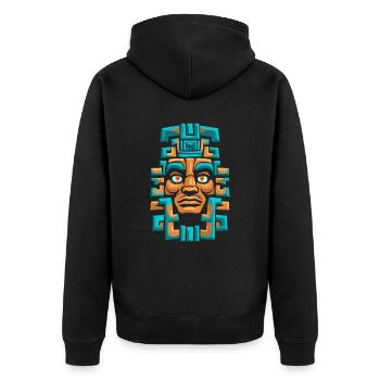 Dieu Maya Mythologie Maya Itzamna Masque Ancien - Veste à capuche bio Premium Unisexe - noir - Dos - Nico (187cm)