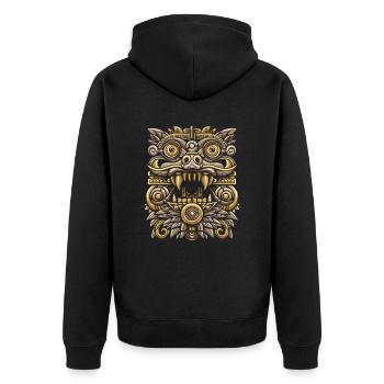 Mayan God Maya Mythology Chaac Masks Design - Unisex Premium Organic Zip Hoodie - black - Back - Nico (187cm)