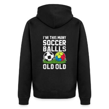 2. Geburtstag Fußball - Unisex Premium Bio Zip Hoodie - Schwarz - Hinten - Nico (187cm)