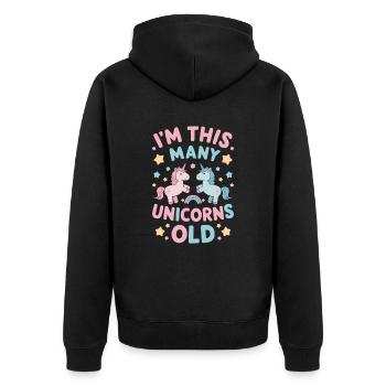 Ich Bin So Viele Einhörner Alt - Unisex Premium Bio Zip Hoodie - Schwarz - Hinten - Nico (187cm)