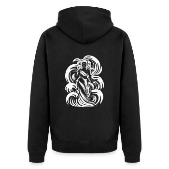 Aztekengott Azteken Mythologie Chalchiuhtotolin - Unisex Premium Bio Zip Hoodie - Schwarz - Hinten - Nico (187cm)