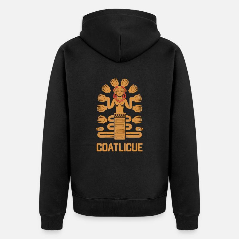 Déesse aztèque Mythologie ancienne Coatlicue - Veste à capuche bio Premium Unisexe - noir