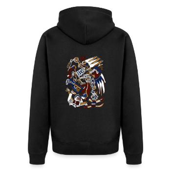 Aztekischer Gott Alte Mythologie Huitzilopochtli - Unisex Premium Bio Zip Hoodie - Schwarz - Hinten - Nico (187cm)