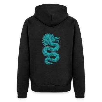 Aztec God Ancient Mythology Quetzalcoatl - Unisex Premium Organic Zip Hoodie - black - Back - Nico (187cm)