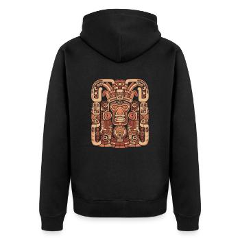 Aztekischer Gott Alte Mythologie Tlaloc - Unisex Premium Bio Zip Hoodie - Schwarz - Hinten - Nico (187cm)