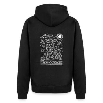 Aztec God Ancient Mythology Tezcatlipoca Jaguar - Unisex Premium Organic Zip Hoodie - black - Back - Nico (187cm)