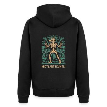 Aztekischer Gott Alte Mythologie Mictlantecuhtli - Unisex Premium Bio Zip Hoodie - Schwarz - Hinten - Nico (187cm)
