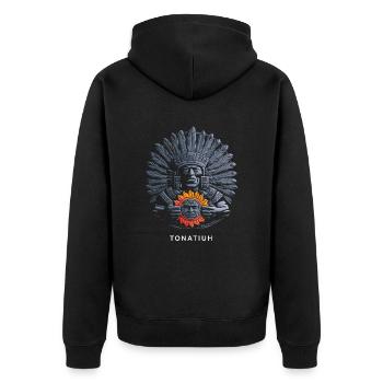 Aztec God Ancient Mythology Tonatiuh with - Unisex Premium Organic Zip Hoodie - black - Back - Nico (187cm)