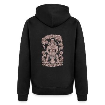 Maya Gott Mayanische Mythologie Chaac steht im - Unisex Premium Bio Zip Hoodie - Schwarz - Hinten - Nico (187cm)