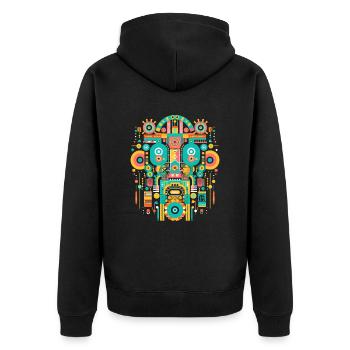 Maya Gott Mayanische Mythologie Itzamna - Unisex Premium Bio Zip Hoodie - Schwarz - Hinten - Nico (187cm)