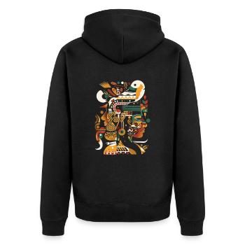 Maya Gott Mayanische Mythologie Itzamna Kunstwerk - Unisex Premium Bio Zip Hoodie - Schwarz - Hinten - Nico (187cm)