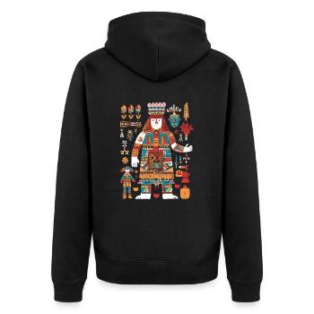 Itzamna Maya God Mythologie maya - Veste à capuche bio Premium Unisexe - noir - Dos - Nico (187cm)