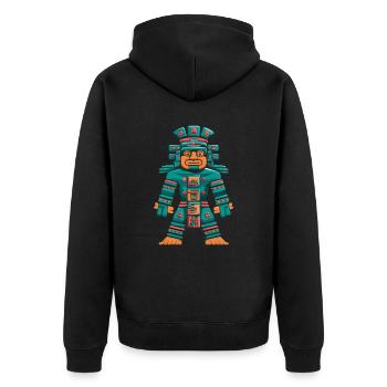 Maya Gott Itzamna Maya Mythologie Darstellung - Unisex Premium Bio Zip Hoodie - Schwarz - Hinten - Nico (187cm)