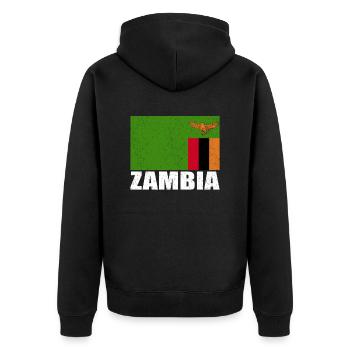 Vanuatu Flagge Vintage - Unisex Premium Bio Zip Hoodie - Schwarz - Hinten - Nico (187cm)