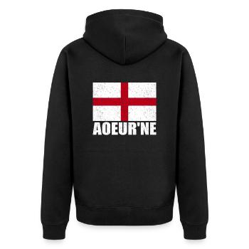 Armenien Flagge Vintage - Unisex Premium Bio Zip Hoodie - Schwarz - Hinten - Nico (187cm)