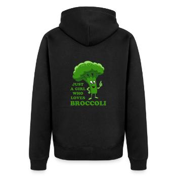 Juste une fille qui aime les légumes brocolis, végétarienne - Veste à capuche bio Premium Unisexe - noir - Dos - Nico (187cm)