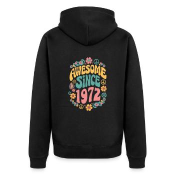 Awesome Since 1972 Blumen Hippie Geboren Jahr 1972 - Unisex Premium Bio Zip Hoodie - Schwarz - Hinten - Nico (187cm)