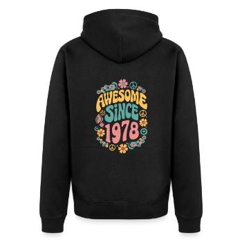 Awesome Since 1978 Blumen Hippie Geboren Jahr 1978 - Unisex Premium Bio Zip Hoodie - Schwarz - Hinten - Nico (187cm)