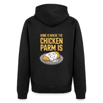 Home Is Where The Chicken Parm Is - Chicken Parm - Unisex Premium Bio Zip Hoodie - Schwarz - Hinten - Nico (187cm)