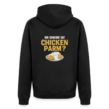 Quelqu’un a-t-il dit poulet parm ? Poulet Parme - Veste à capuche bio Premium Unisexe - noir - Dos - Nico (187cm)