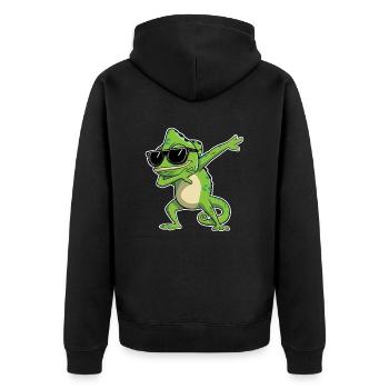 Chameleon dabbing with sunglasses - Unisex Premium Organic Zip Hoodie - black - Back - Nico (187cm)
