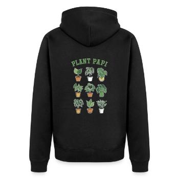 Plant Papi - Houseplant love for real - Unisex Premium Organic Zip Hoodie - black - Back - Nico (187cm)