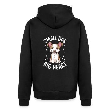 Chiweenie Hund: Kleiner Hund, Großes Herz - Unisex Premium Bio Zip Hoodie - Schwarz - Hinten - Nico (187cm)