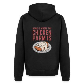 Home Is Where The Chicken Parm Is - Chicken Parm - Unisex Premium Bio Zip Hoodie - Schwarz - Hinten - Nico (187cm)