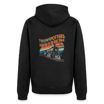 Trainspotters: Immer Auf Dem Richtigen Weg - Unisex Premium Bio Zip Hoodie - Schwarz - Hinten - Nico (187cm)