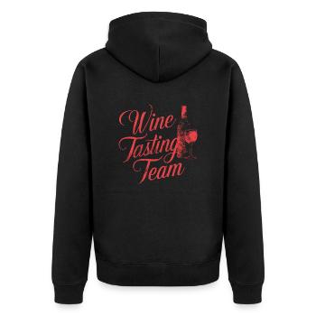 Weinverkostung Team Grafik Design - Unisex Premium Bio Zip Hoodie - Schwarz - Hinten - Nico (187cm)
