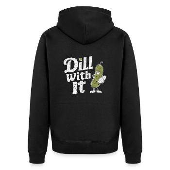 Gurke Mit Es – Lustige Cartoon-Gurke - Unisex Premium Bio Zip Hoodie - Schwarz - Hinten - Nico (187cm)