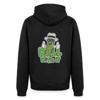 Cucumber Joke Dill With It Funny Design - Unisex Premium Organic Zip Hoodie - black - Back - Nico (187cm)