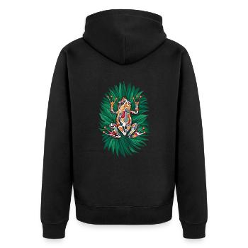 Coqui Frog Puerto Rico Tropical Artwork - Unisex Premium Organic Zip Hoodie - black - Back - Nico (187cm)