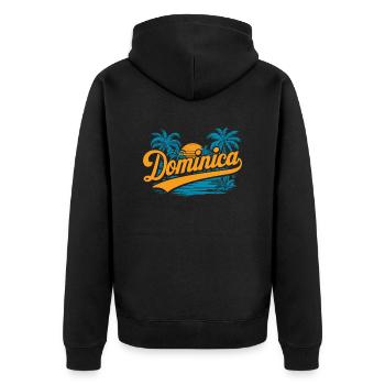 Dominica Souvenir – Tropical Palm Trees and - Unisex Premium Organic Zip Hoodie - black - Back - Nico (187cm)