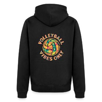 Volleyball Vibes Only Volleyball Volleyballer - Unisex Premium Bio Zip Hoodie - Schwarz - Hinten - Nico (187cm)