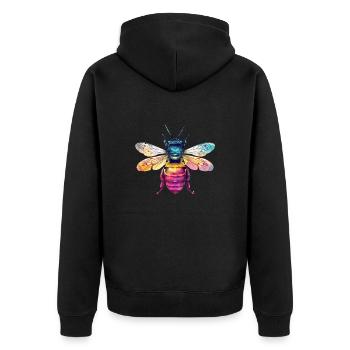 Bunte Biene Kunstwerk mit Regenbogenfarben - Unisex Premium Bio Zip Hoodie - Schwarz - Hinten - Nico (187cm)
