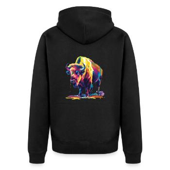 Buffalo Rainbow Drippin Colorful Buffalo Art - Unisex Premium Organic Zip Hoodie - black - Back - Nico (187cm)