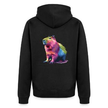 Graphique arc-en-ciel coloré Capybara pour - Veste à capuche bio Premium Unisexe - noir - Dos - Nico (187cm)